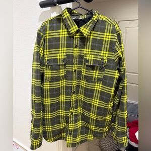 Volcom Yellow and Gray Fleece lined flannel
